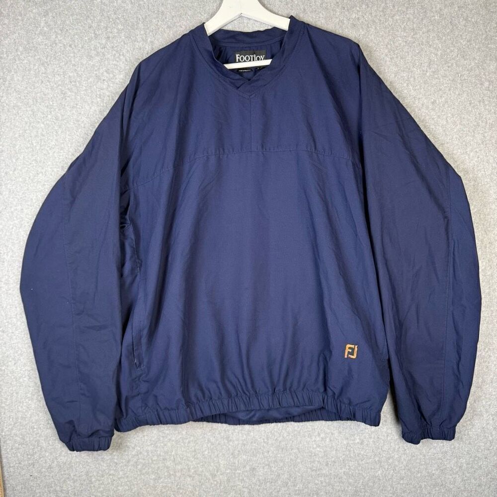 FootJoy Mens Size Large Pullover Golf Shirt Jacket Navy Blue Elastic Waistband